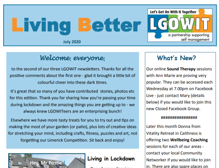 Living Better in Lockdown Newsletters